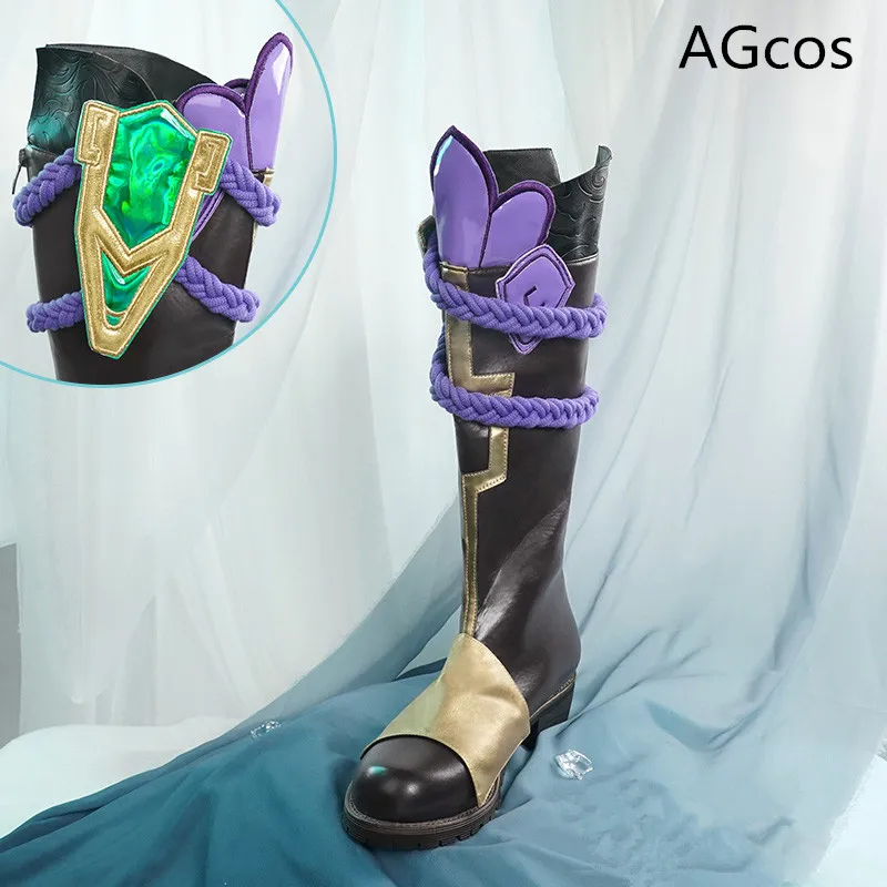 

AGCOS Genshin Impact Xiao Cosplay Shoes Chrsitmas Gift Cos Boots