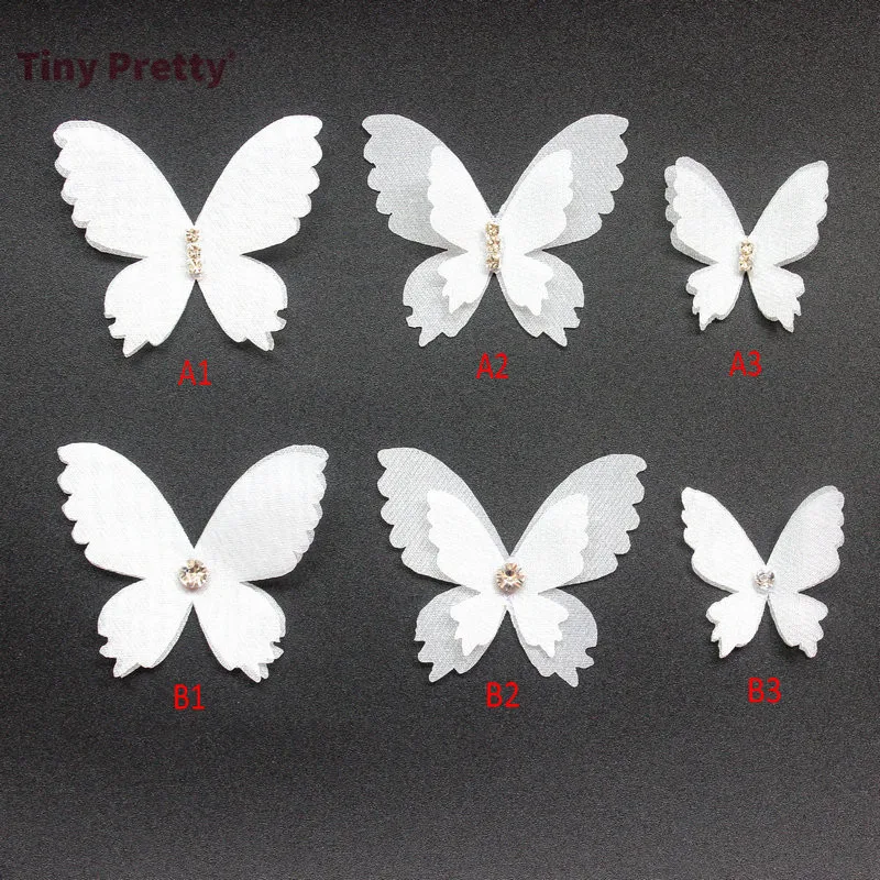 20PCS White  Butterfly Appliques 45mm Cutouts Organza Butterflies for Wedding Party Decoration, Bridal Hair Pins