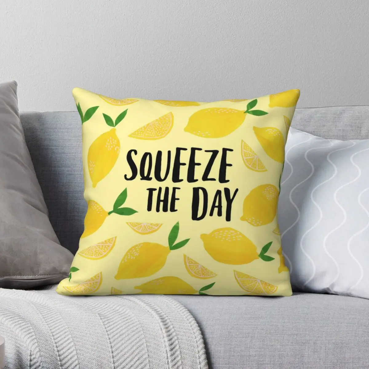 Squeeze The Day Square Pillowcase Polyester Linen Velvet Pattern Zip Decor Throw Pillow Case Sofa Seater Cushion Cover