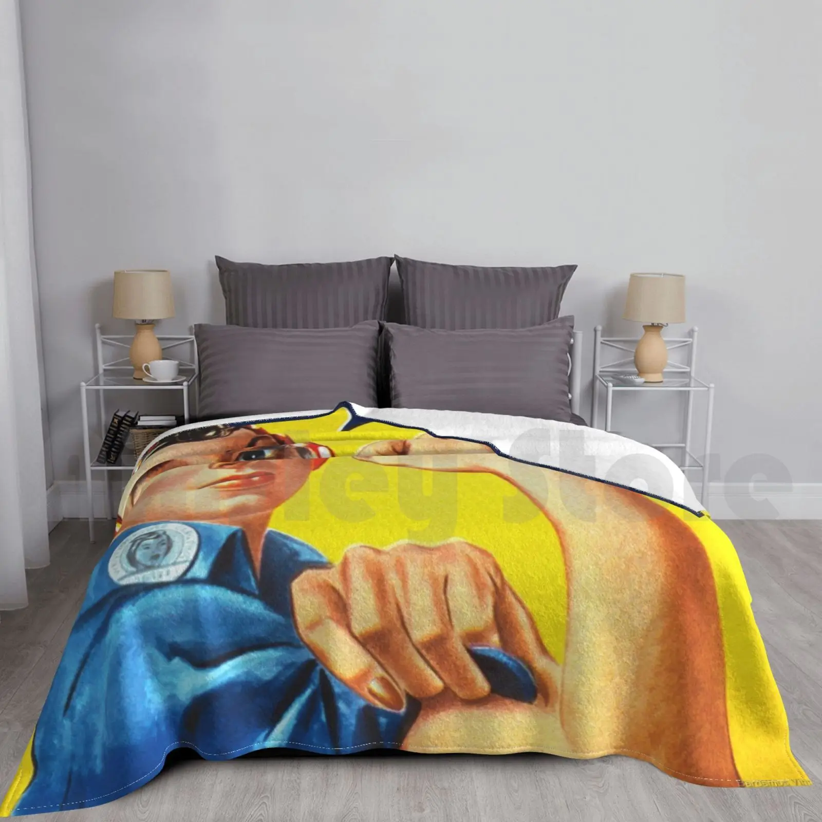 Rosie The Riveter Blanket Super Soft Warm Light Thin Feminism Feminist Art Feminist Vintage Vintage Rosie The Riveter Ww2