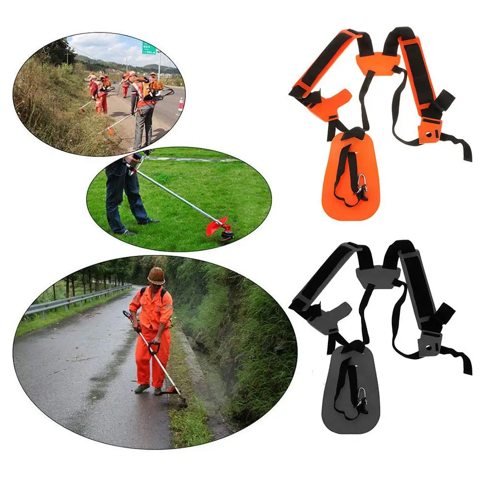 Double shoulder strap trimmer with durable nylon strap for shrub cutters or garden mowers (for STIHL FS, km series trimmers)