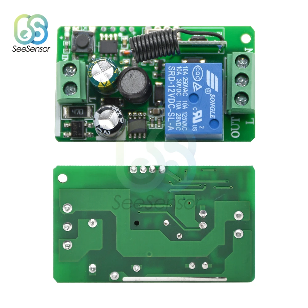 315MHZ 433 MHz AC 85V 110V 220V 1 CH bezprzewodowy odbiornik zdalnego sterowania łącznik przekaźnikowy moduł lampa ledowa kontroler
