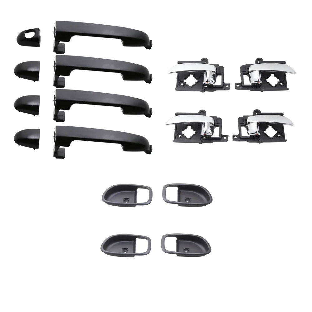 

12PCS BLACK EXTERIOR CHROME INTERIOR DOOR HANDLE FOR ELANTRA 2006 2007 2008 2009 2010 / AVANTE 06-10 / I30 07-