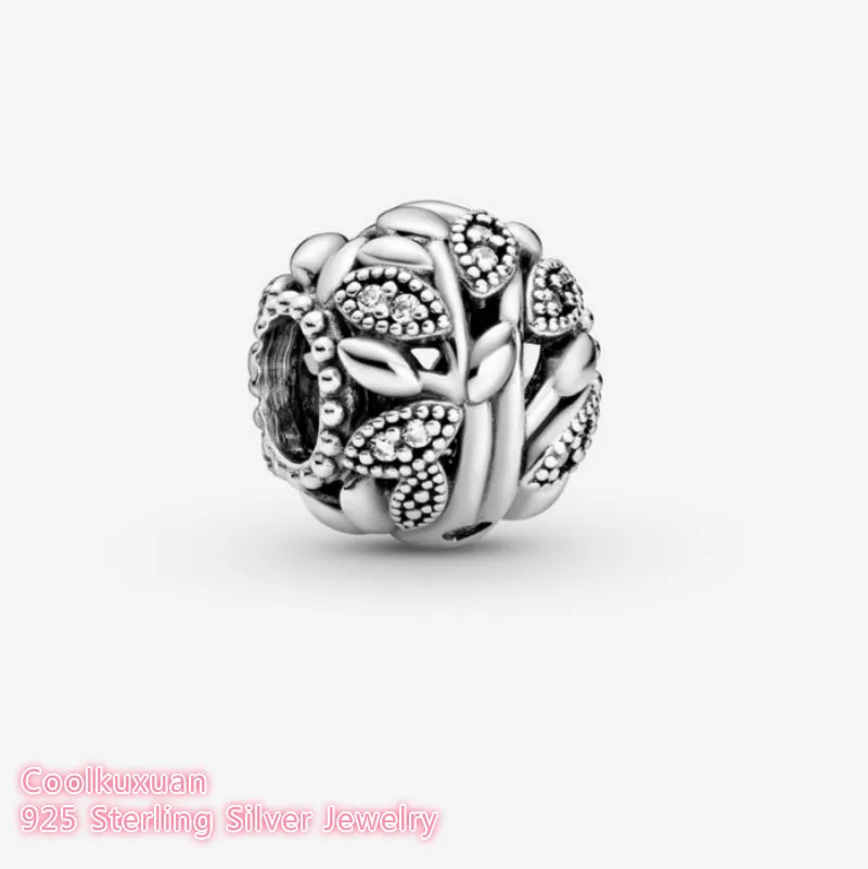 

Mother's Day 100% Original 925 Sterling Silver Openwork Family Tree Charm white CZ beads Fits Brand bracelets Jewelry