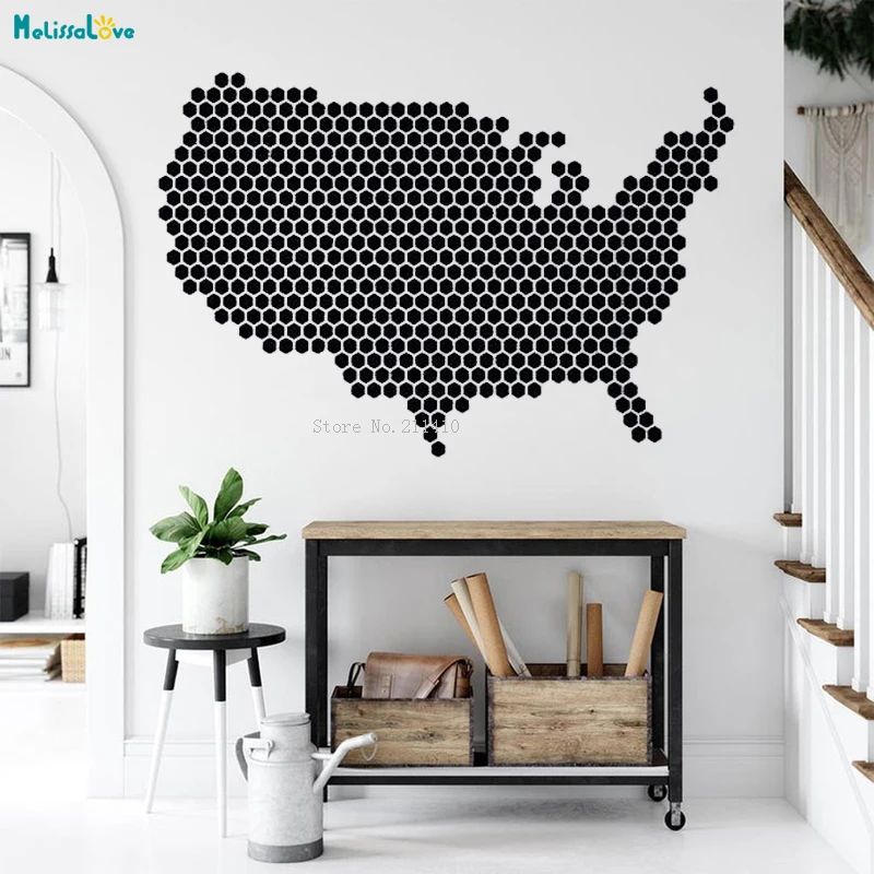 Country Map Art Wall Decals Sticker Globe Earth Planet Continents School Geography Travel USA Culture Murals Vinyl YT1481