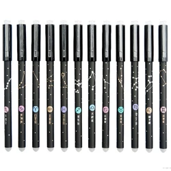 12Pcs/Set Constellation Erasable Washable Handle Erasable Pen Refill 0.5mm Blue Black Ink Erasable Gel Pen for School Supplies