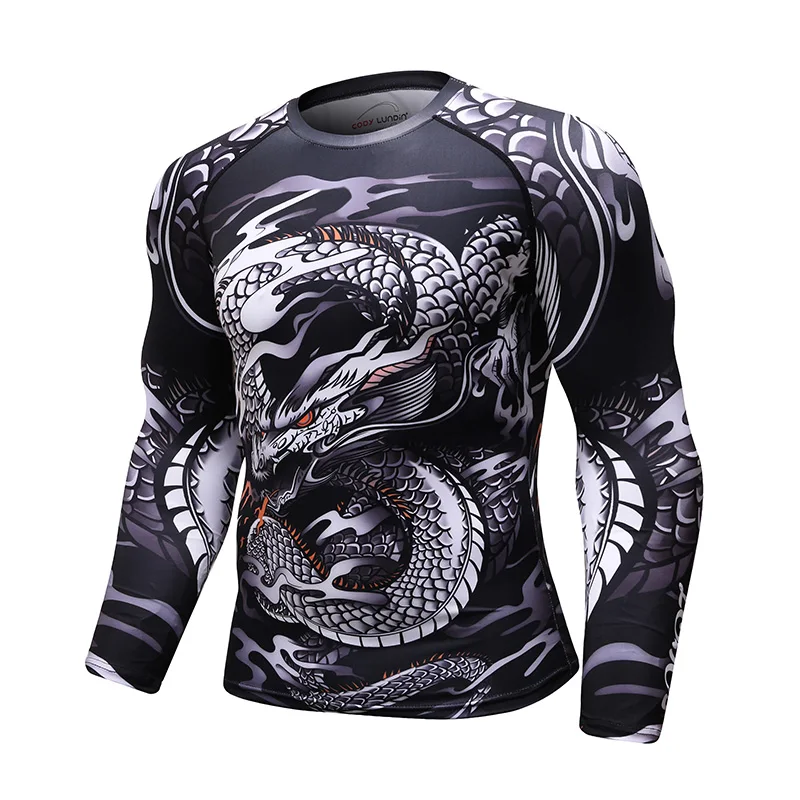 Cody Lundin Gym Bodybuilding shirt Cool BJJ jiu jitsu Rashguard Stretch Compression Long Sleeve Grapling MMA Fitness Shirts