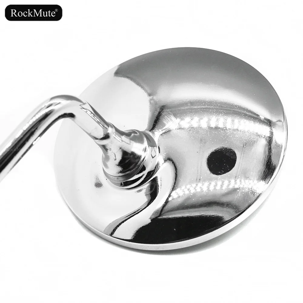 Chrome Round Rearview Side Mirrors M10 Mount For HONDA/YAMAHA/KAWASAKI/SUZUKI/Triumph Universal Motorcycle Retro Bike 10mm