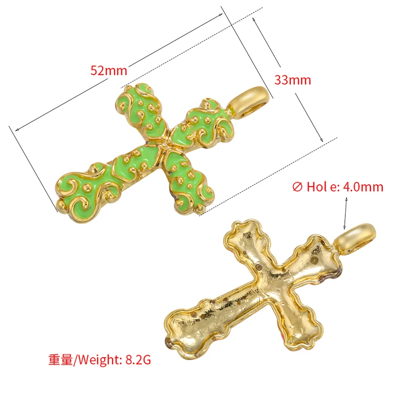 ZHUKOU gold color NEW Cross Enamel Pendant Drop Oil Pendant for Women DIY Handmade Necklace Jewelry Accessories Wholesale VD1048