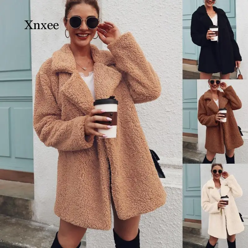 Faux Fur Coat Fleece Sweatshirts Cardigan 2019 Female Autumn Winter Coat Women Overcoat Plush Jacket Mujer Chaqueta Mujer