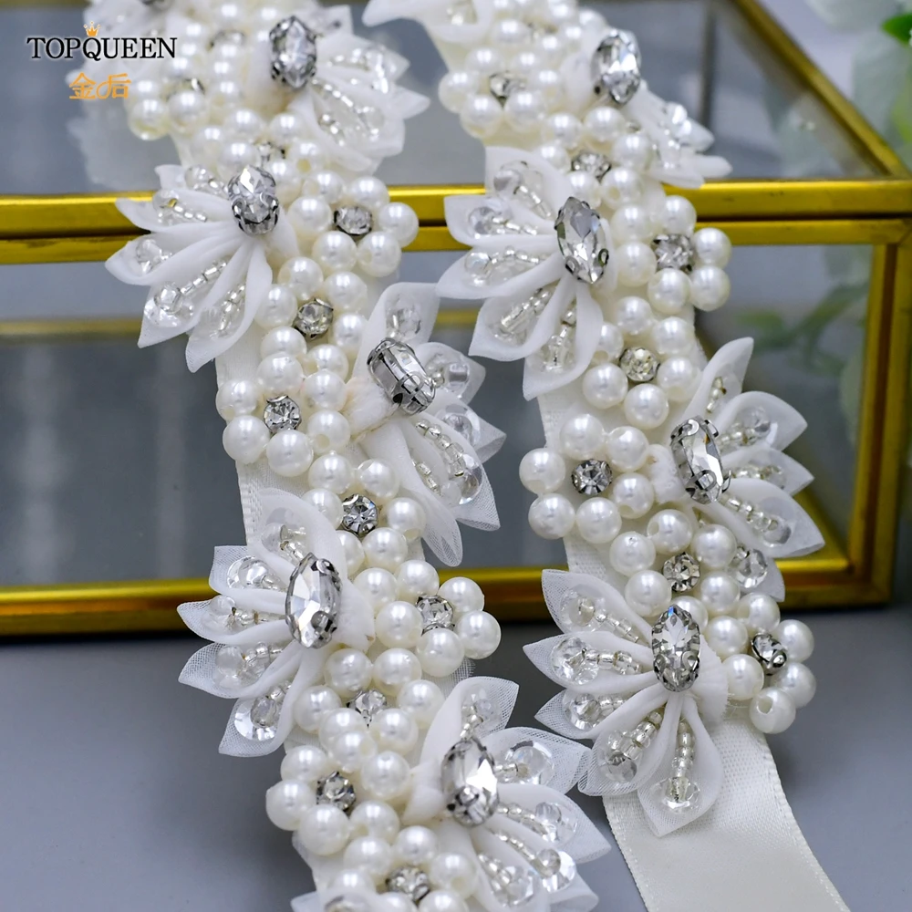 TOPQUEEN S232 Wedding Belt Bridal Pearl Rhinestone Applique Decoration High Quality Women Ladies Flower Gown Dress Sash Handmade