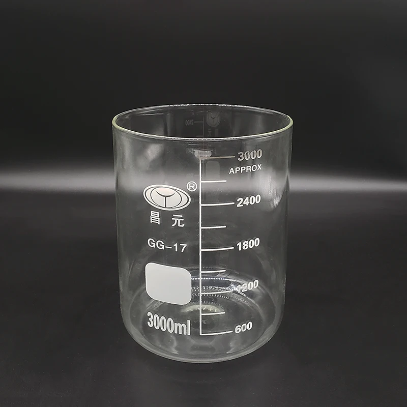 CHANGYUAN Beaker in low form without spout, Capacity 3000mL, Outer diameter=150mm, Height=183mm, Laboratory beaker, Borosilicate