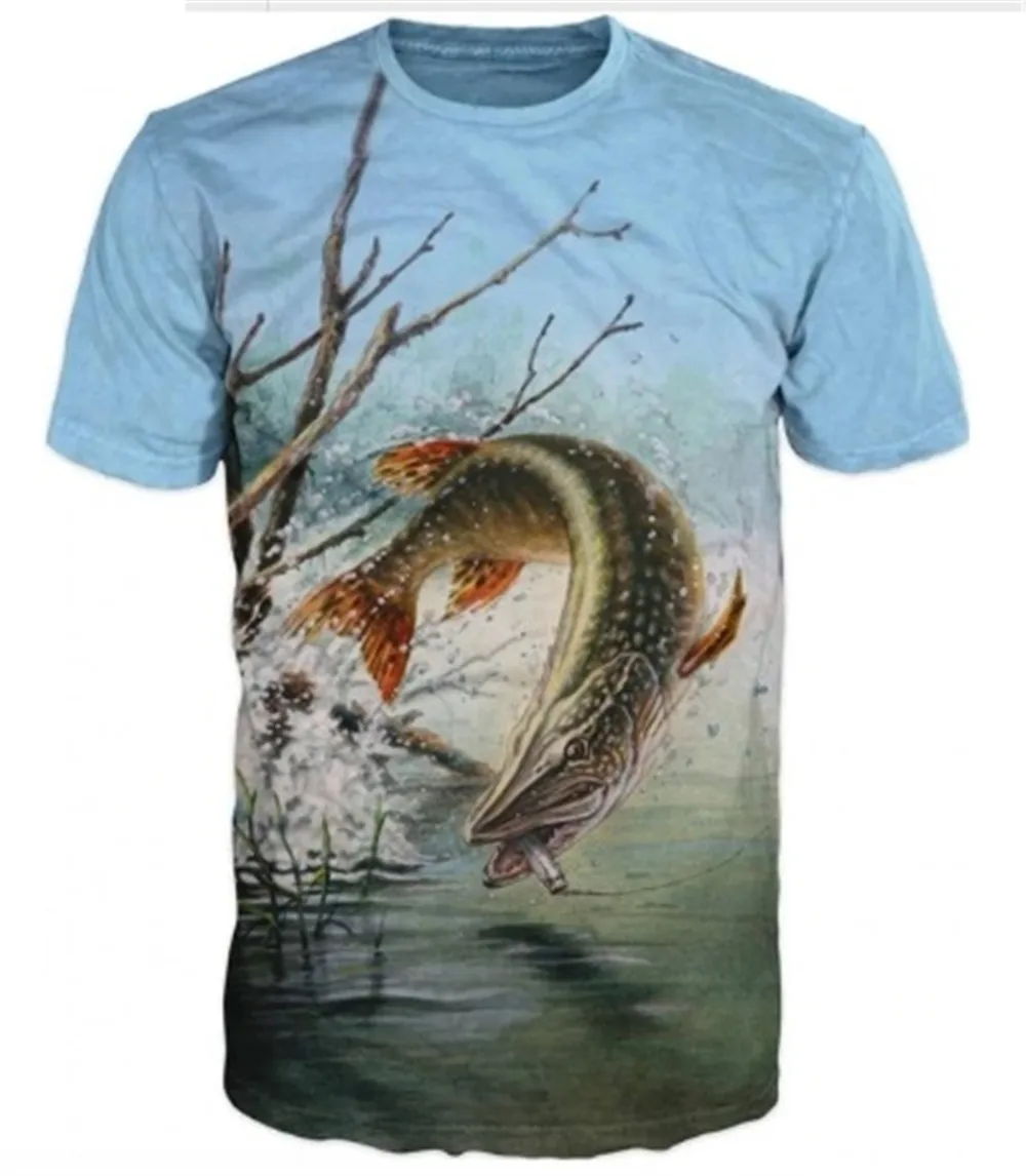 2021 Summer New 3D Printing Fish Pattern Men's And Women's Casual T-Shirts Fashion Trend Young Handsome T-Shirt Tops