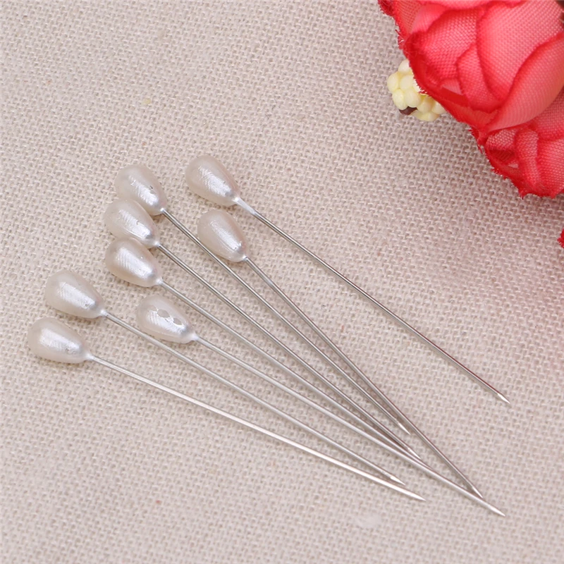 H55A Extra Long Pearl Head Dressmaking Pins Wedding Corsage Florists Sewing DIY Tool