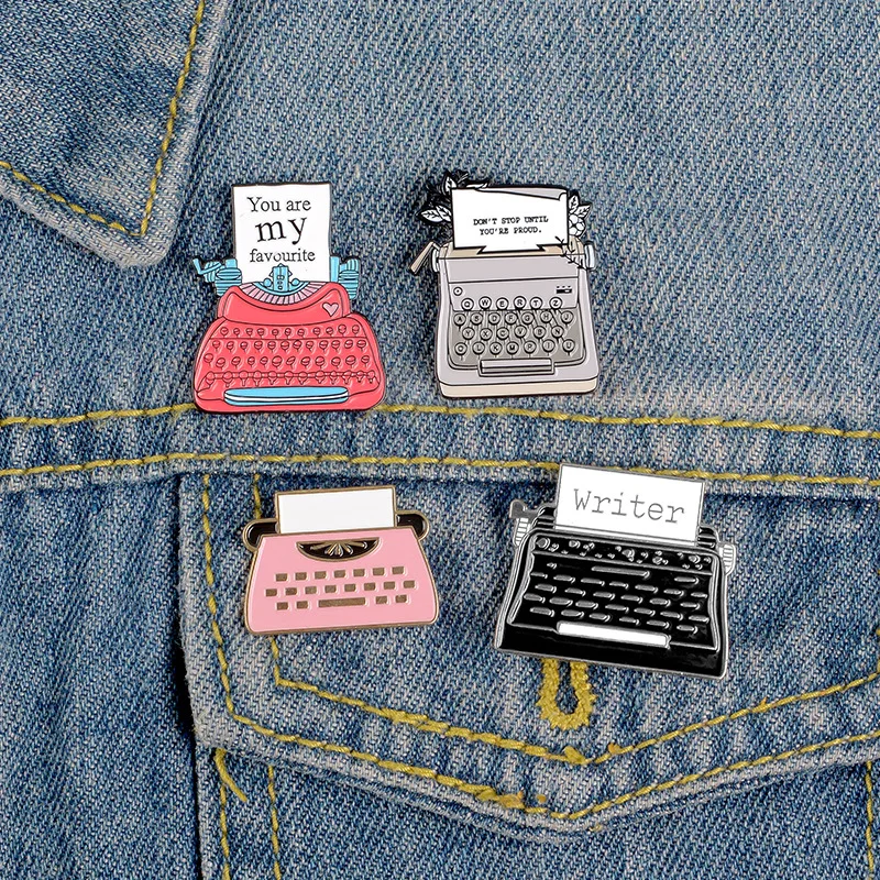 Creative Retro Vintage Typewriter Recorder Enamel Pin Cassette Tape Badge Brooch Denim Shirt Backpack Jewelry Gift For Friends