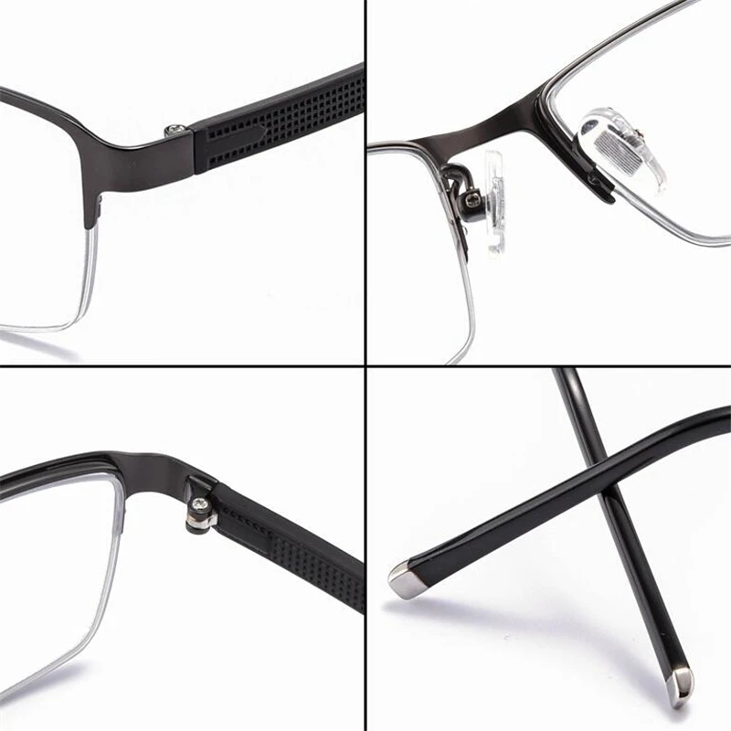 Semi-Rimless Square Prescription Glasses Photohromic Eyewear Metal Chameleon Myopia Spectacles Frame Diopter 0 -0.5 -0.75 To -6