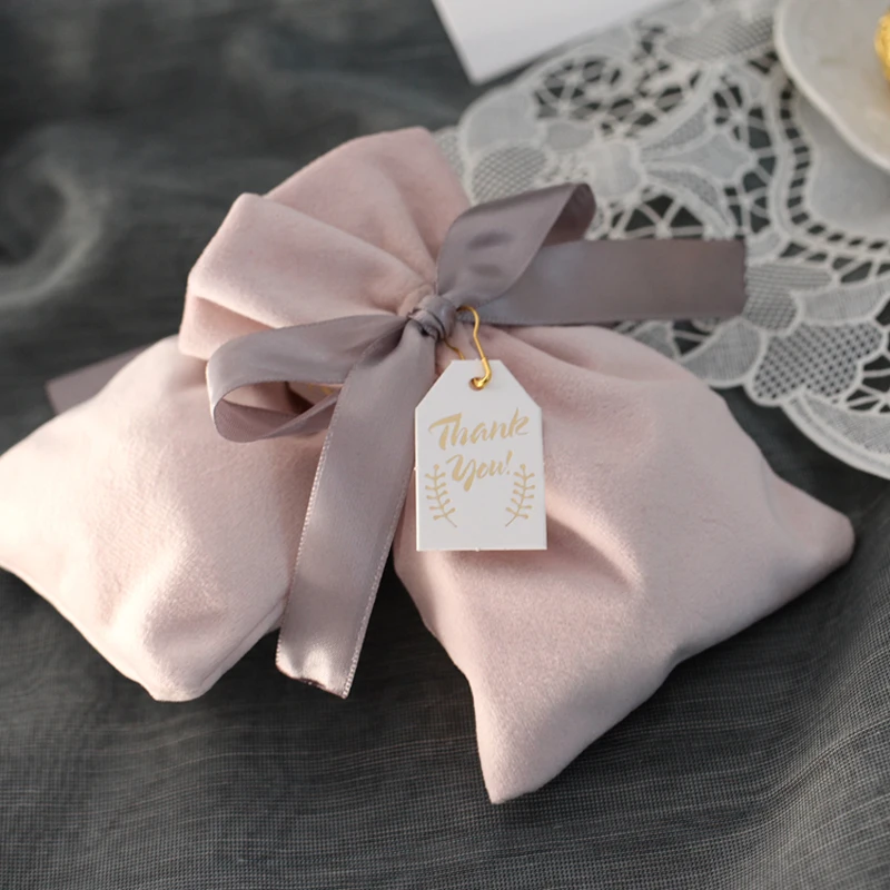 30pcs Personality wedding candy box pink Velvet cloth gift bag packaging boxes baby shower bags chocolate Event Party Supplies