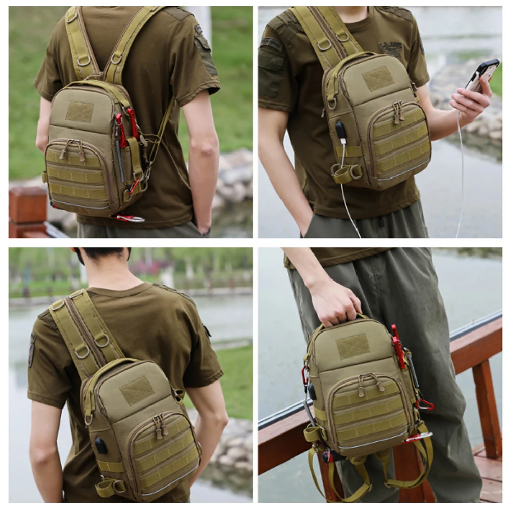 Outdoor  Shoulder Bag Sports Climbing Backpack Shoulder Tactical Hiking Camping Hunting Daypack Fishing Backpack X114D
