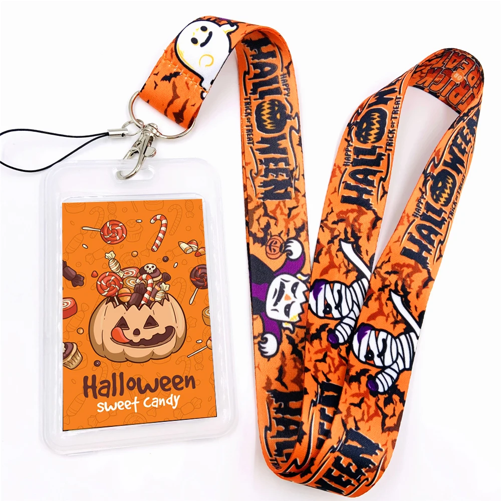 Halloween Christmas Named Card Holder Identity Badge with Lanyard Neck Strap Bank Card Bus ID Holders With Key Chain