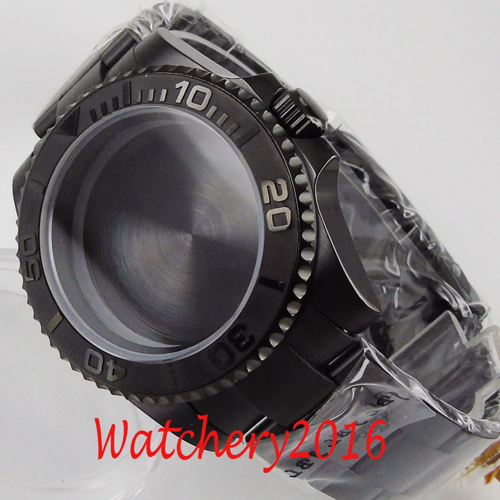 

40MM Accessories Parts Sapphire Glass Brushed Ceramic Bezel PVD Coated Strap Watch Case Fit NH35 NH36 Movement