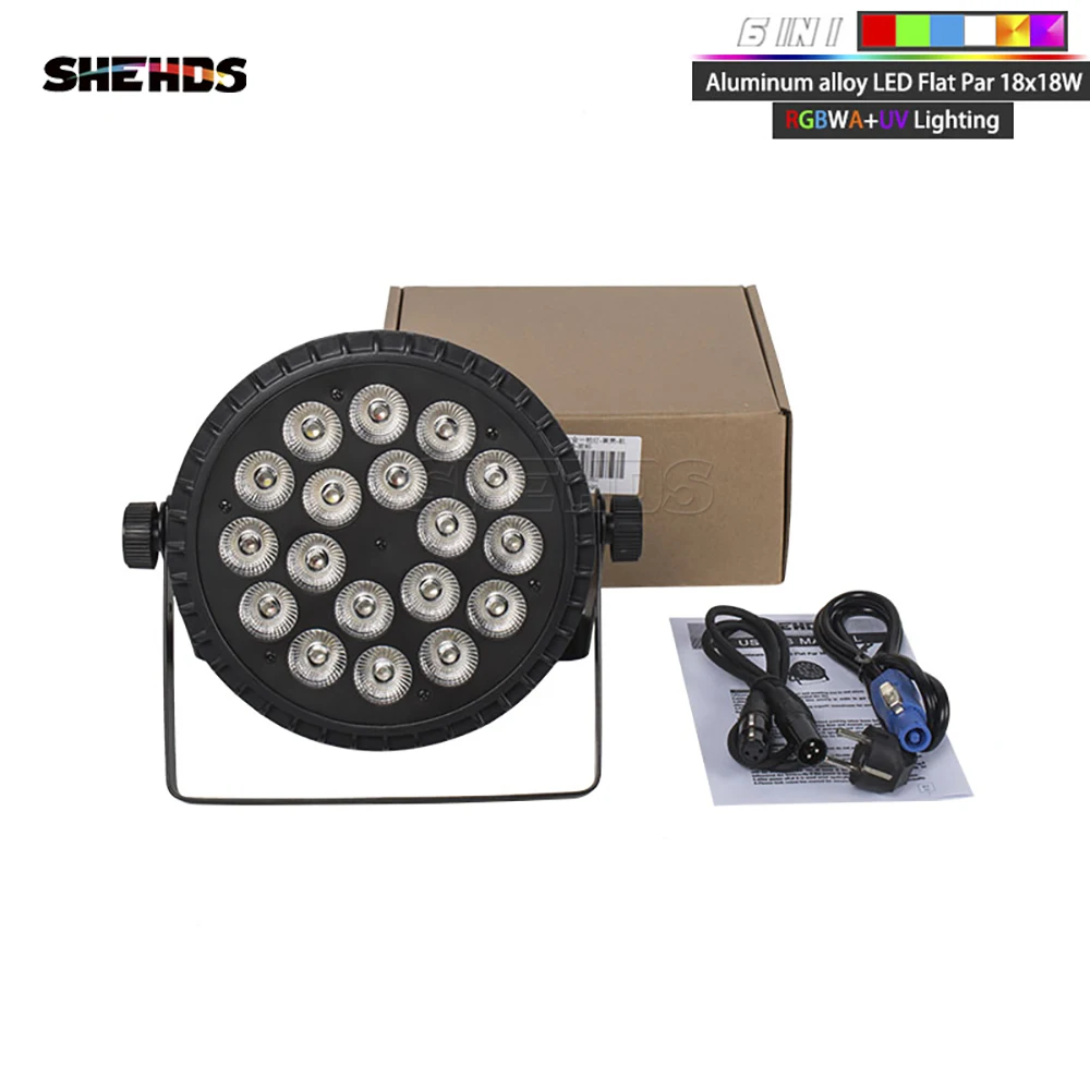 Imagem -02 - Shehds-liga de Alumínio Led Flat Par 18x12w 18x18w Luzes Rgbw Iluminação Led Flight Case Festa Profissional Ktv Disco dj Bar