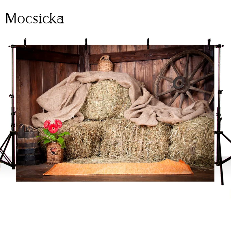 Mocsicka Farm Barn Haystack Photography Background Luggage Map Floral Decoration Photocall Background Photo Studio