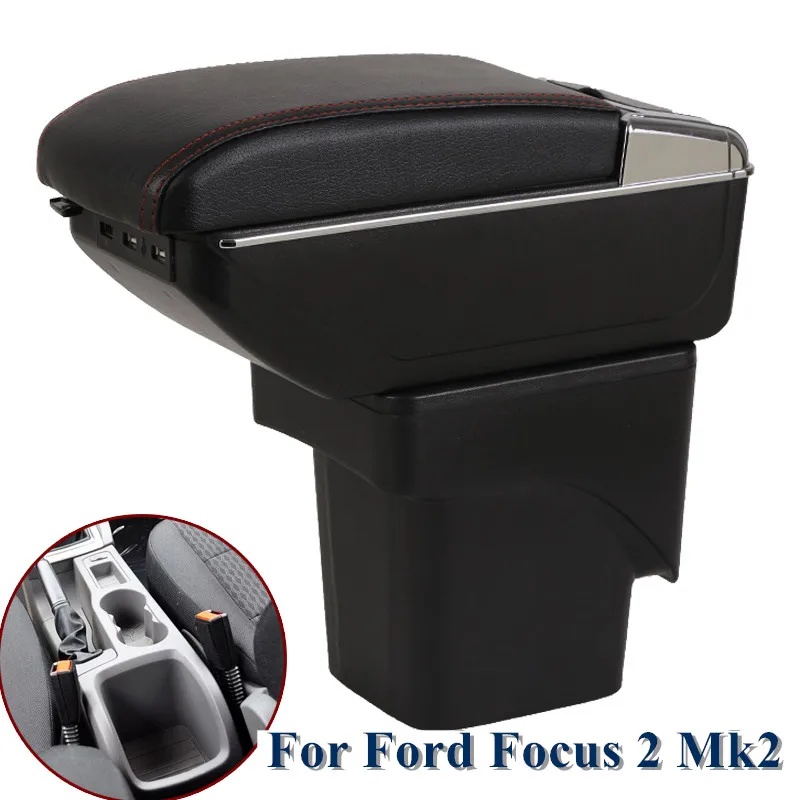 Car Armrest For Ford Focus 2 Mk2 2005-2011 Rotatable Center Centre Console Storage Box Auto Accessories ashtray  Storage box