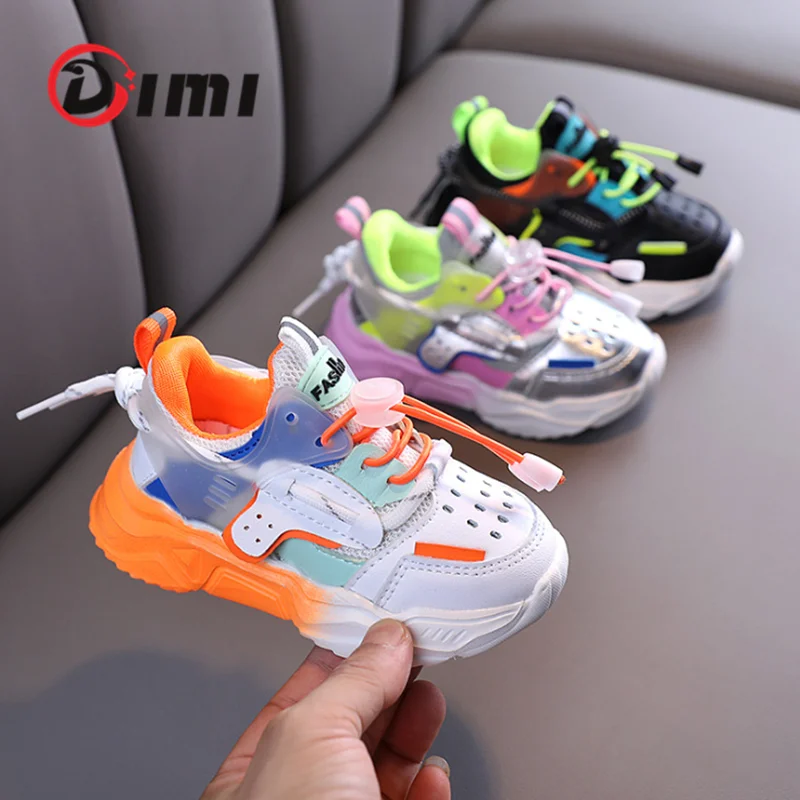 DIMI-Baskets respirantes en cuir souple pour enfants, non ald, chaussures décontractées pour filles et garçons, bloc tournant, mode, nouveau, 2023