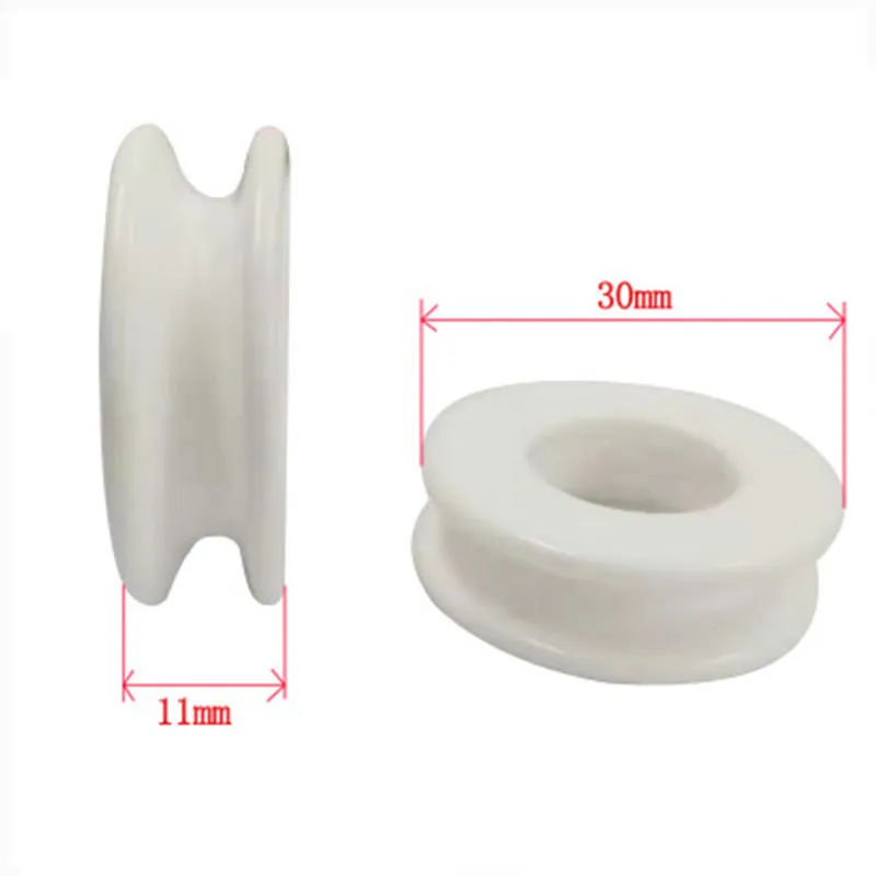 5PCS 99 Al2O3 Full Ceramic Guide Pulley D30X11X5 / 6 / 8mm Hole U-groove Guide Wheel Ceramic Textile Drawing Dies Bearing Tools