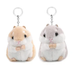 Cute Girls Cartoon Hamster Key Chain On Bag Plush Fur Pom Pom Doll Keychain Women Car Trinket Animal Toy Jewelry Party Gift