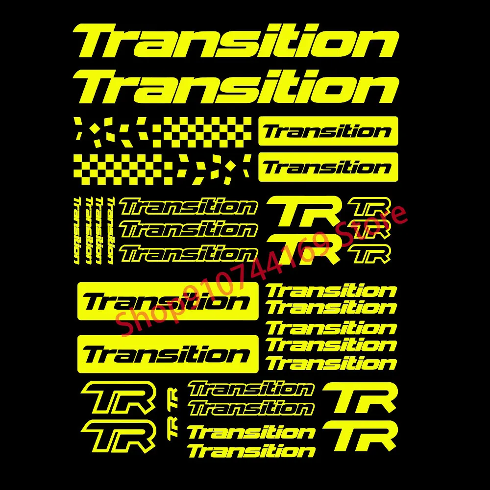 For Transition decals stickers sheet (cycling, mtb, bmx, road, bike) die-cut logo Car Styling