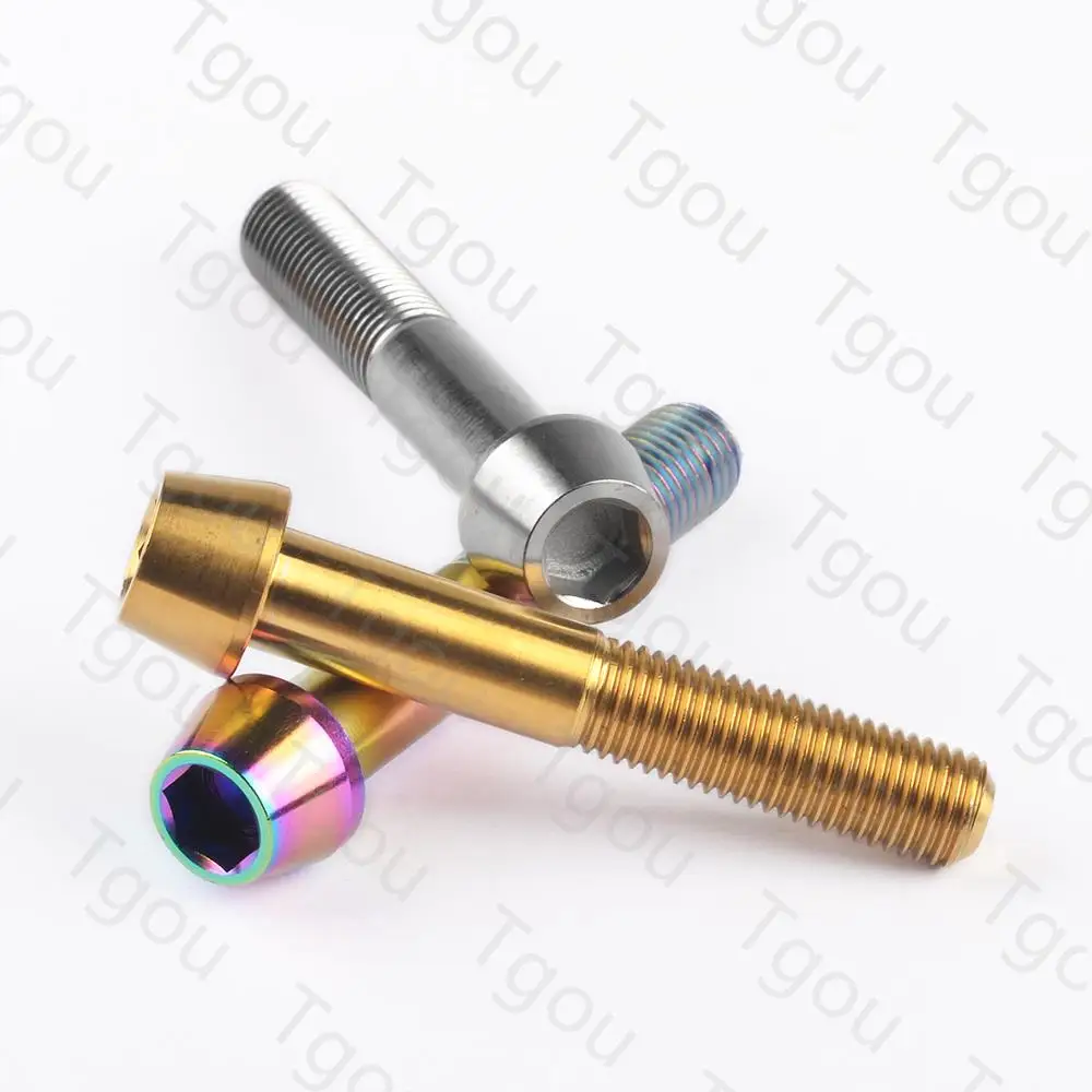 Tgou Titanium Bolt M10x55 60mm Pitch 1.25 Taper Head Allen Key Screws for Motorcycle Brake Caliper