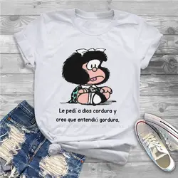 Sit TShirt For Women Mafalda Comic Quino Tops Style Female T Shirt 4XL Soft Printed Loose