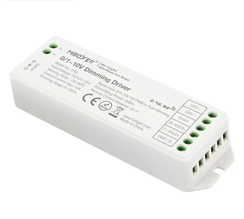 MiBoxer LS4 DC12V~24V 2.4G Wireless Remote LED Controller Smart Phone App Control Smart Dimmer 0/1~10V Dimming Driver
