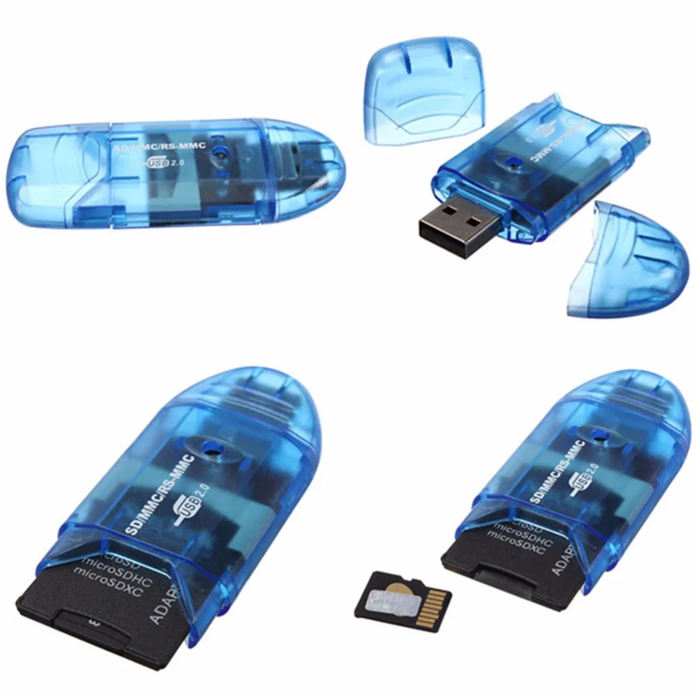 고속 USB 2.0 멀티 인 1 메모리 카드 리더 라이터 어댑터, MMCSDHC TF 용 캡 포함, 최대 64GB 1 개 드롭 배송