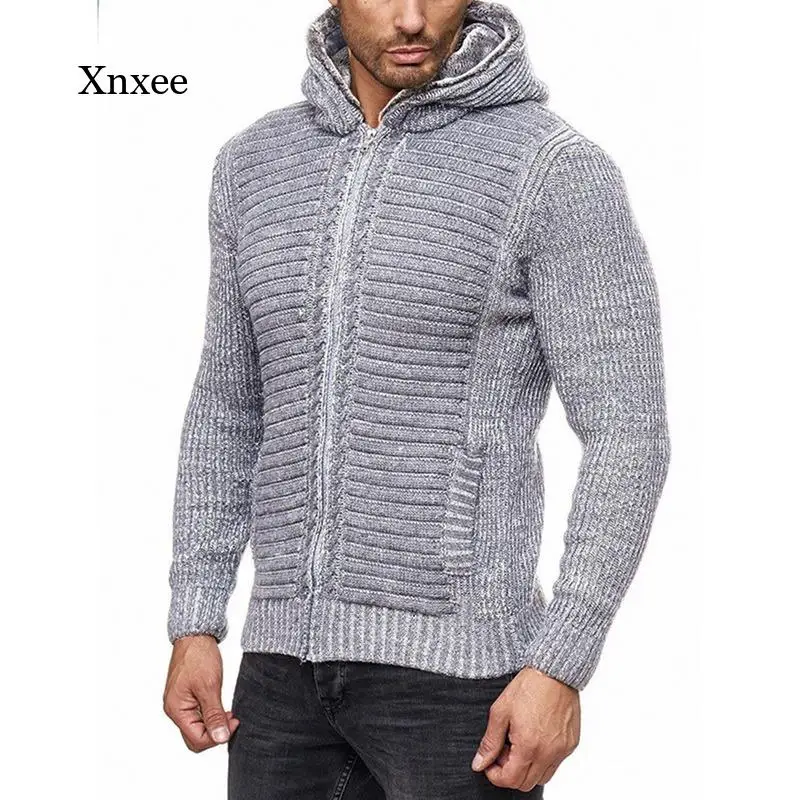 

2021 Cardigan Sweater Autumn Male Casual Slim Fit Hooded Tops Jumper Winter Men Fashion Men's Warm Knitting Sweaters Clothes