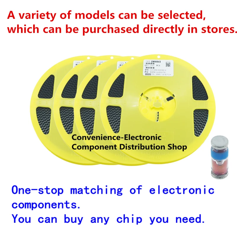 50PCS/pack ZMM3V3 SOD80 LL34 1206 Cylindrical Glass 0.5W 3.3V New Patch Zener Diode