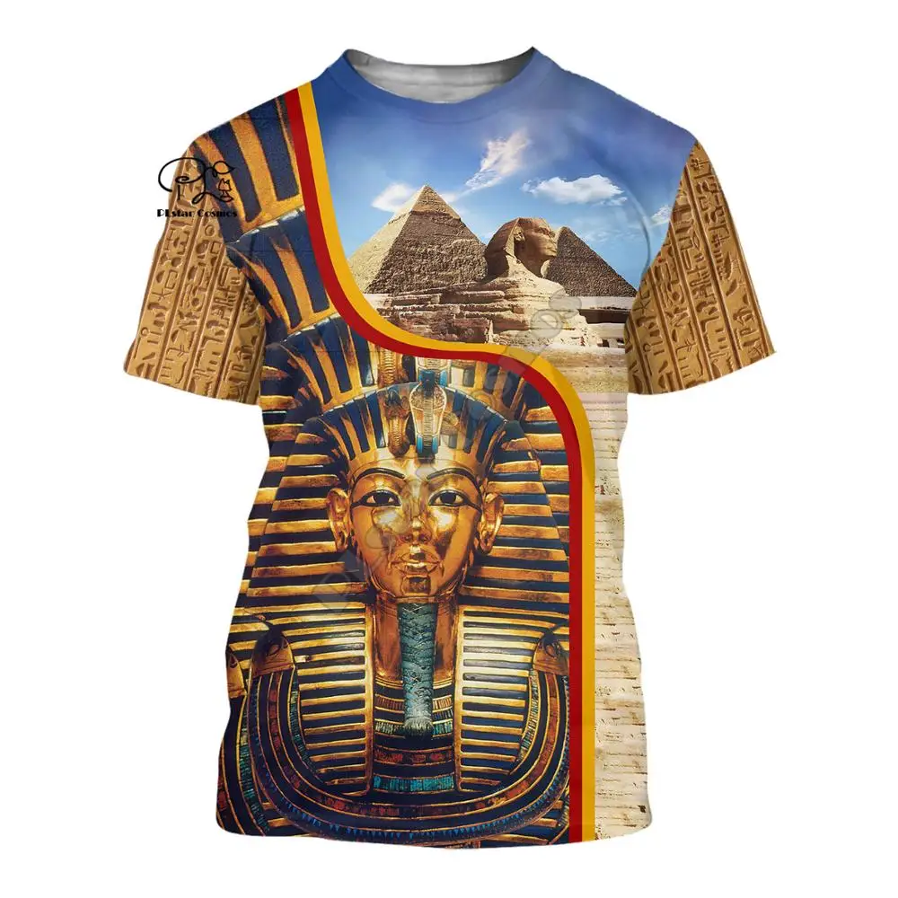 PLstar Cosmos 3D Print Ancient Egypt Pharaoh God Anubis Harajuku Streetwear Man and Woman Casual  Funny Tshirts Short sleeve-a1