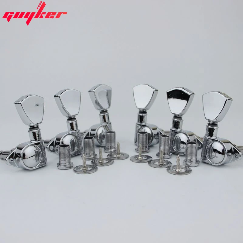 1 Set GUYKER Guitar Machine Heads Tuners Trapezium Button Chrome