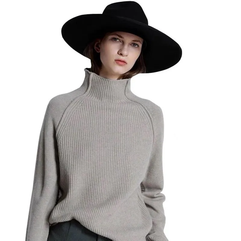 DY 2021 New Autumn Winter Girl\'s Clothes Women High-Collar Thickened Pullover Loose Sweater Large Size Knitted Wool Shirt