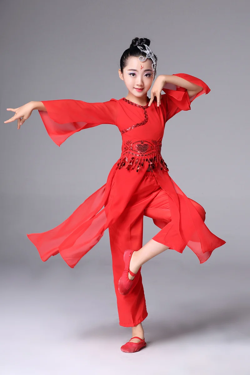 Chinese Folk Dance Nieuwe Kinderen Klassieke Dans Kostuums Moderne Dans Jurk Voor Meisjes Chinese Prinses Kostuum