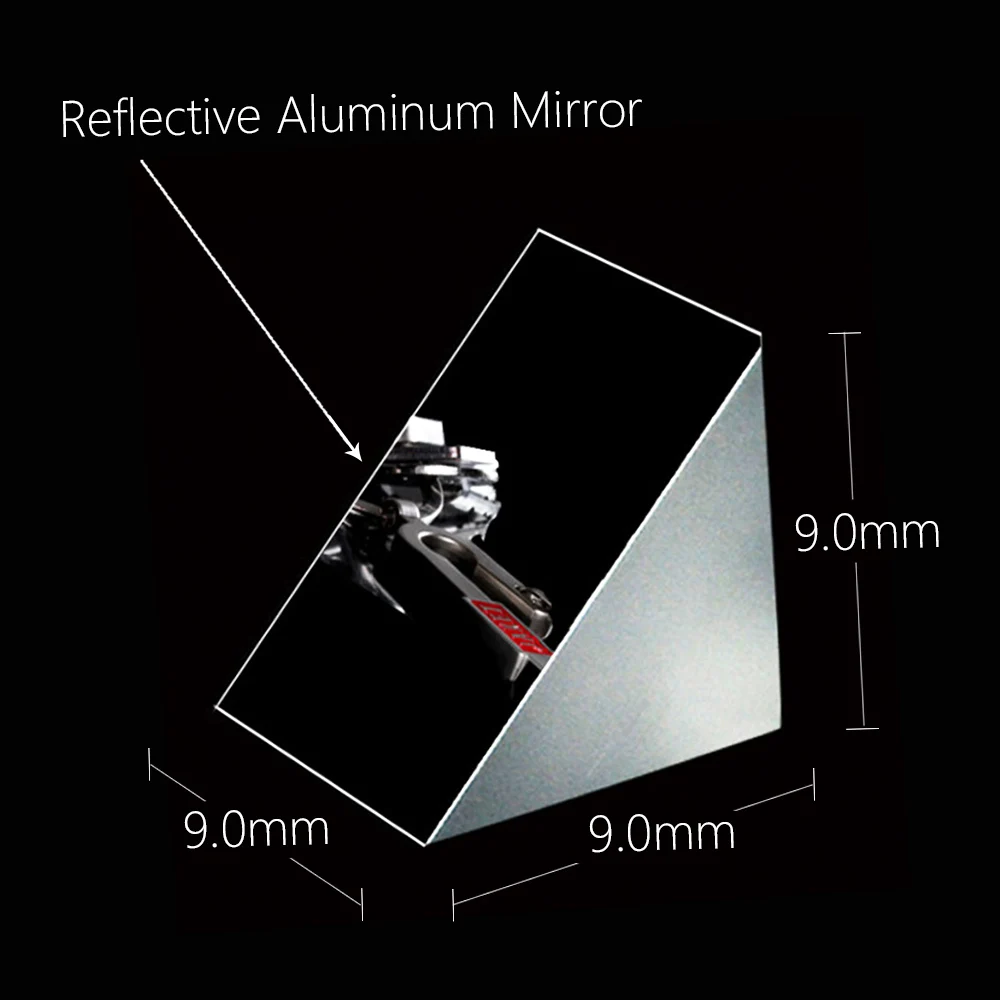 กระจกสะท้อน Prism หน้าจั่วมุมขวา Optical Glass ภาพการตรวจจับมุม Prism สะท้อน Slope 90 ° 9X9X9mm