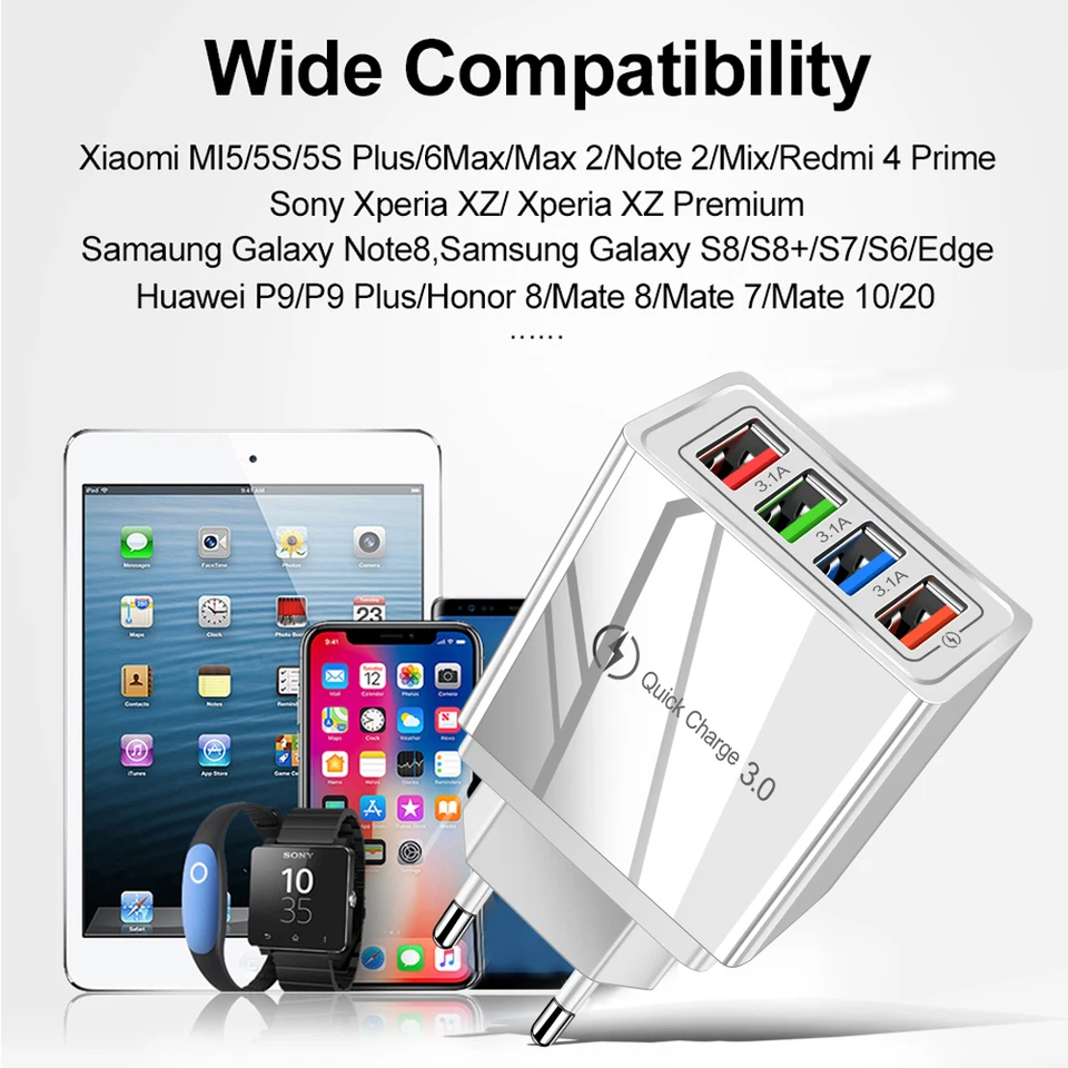EU/US Plug USB Charger Quick Charge 3.0 For Phone Adapter for iPhone 15 Pro Max Tablet Portable Wall Mobile Charger Fast Charger, image 5
