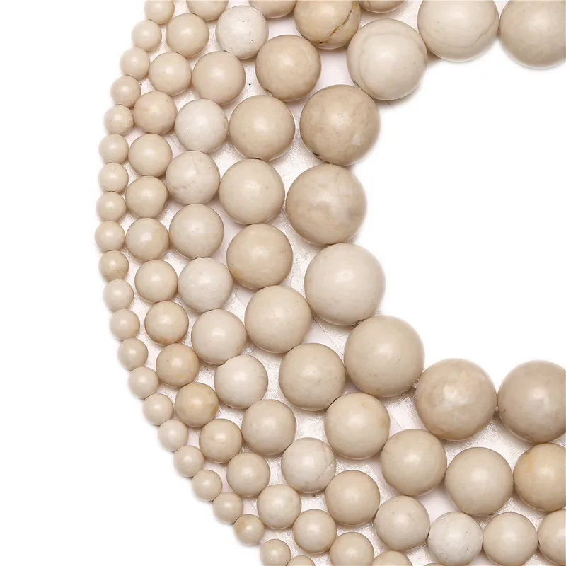 Natural Stone Beads Ivory Shell Round Loose Beads For Jewelry Making DIY Handmade Bracelets 4/6/8/10/12MM