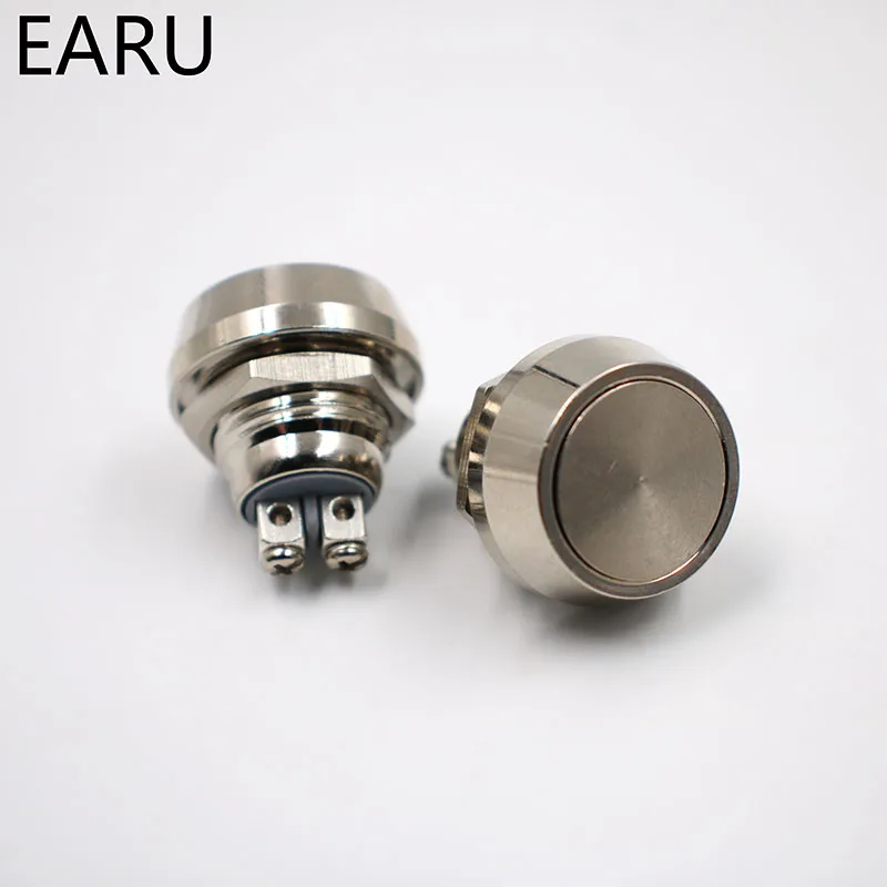 12mm metal campainha sino chifre empurrar botton interruptor à prova dnickel água niquelado abobadado momentâneo reset 1no parafuso de potência do motor automático pc
