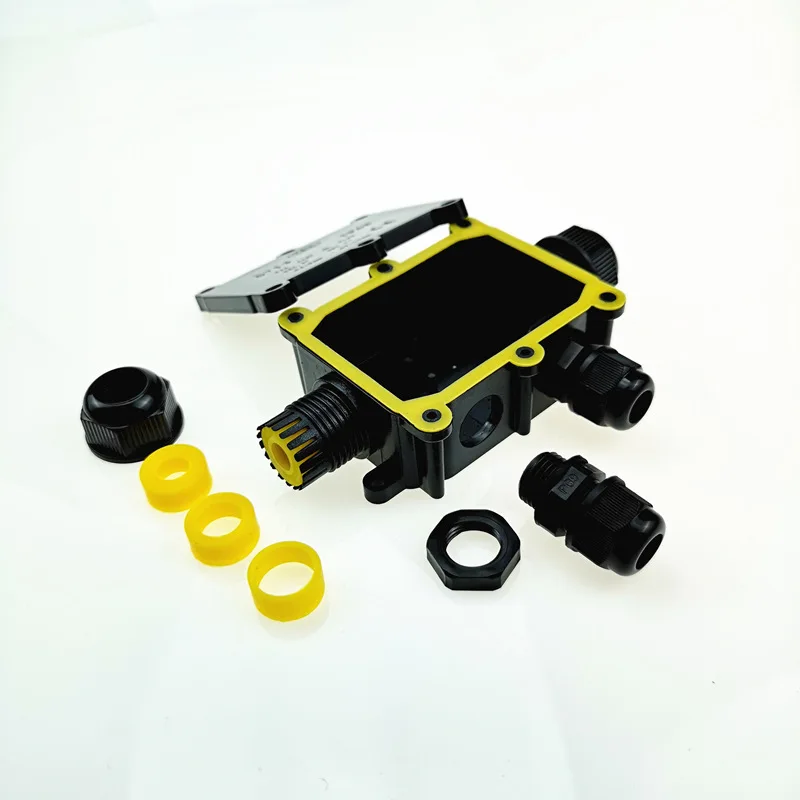 صندوق توصيل سلك مقاوم للماء موصل غدة كهربائي ، مانع الغلق ، خارجي ، طريقتان ، 3 طرق ، 24A ، V ، IP68 ، 6-12