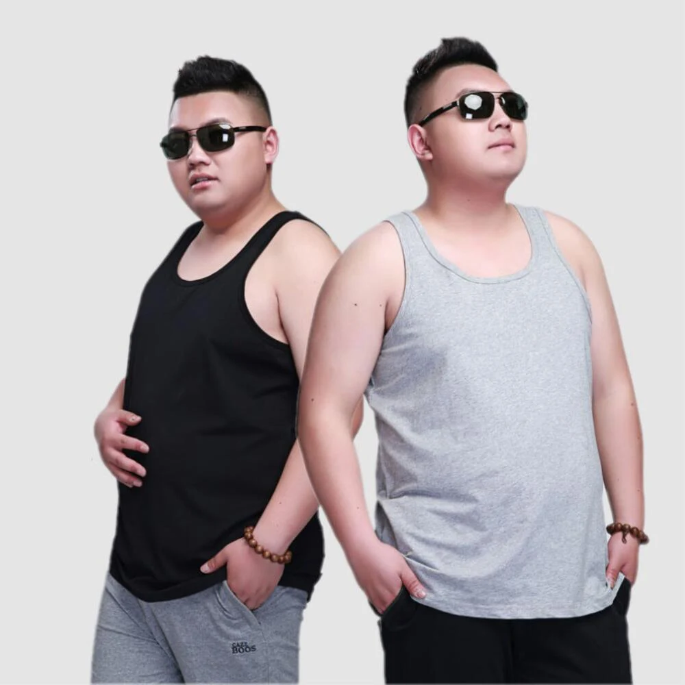 summer large tank tops men tees plus size big 5XL Casual 7XL 9XL 10XL cotton soft Home loose 175kg tank tops elasticity black 54