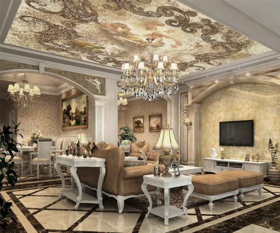 Photo Wallpaper Living Room Bedroom KTV Ceiling Murals Wallpaper Angel love European ceiling mural