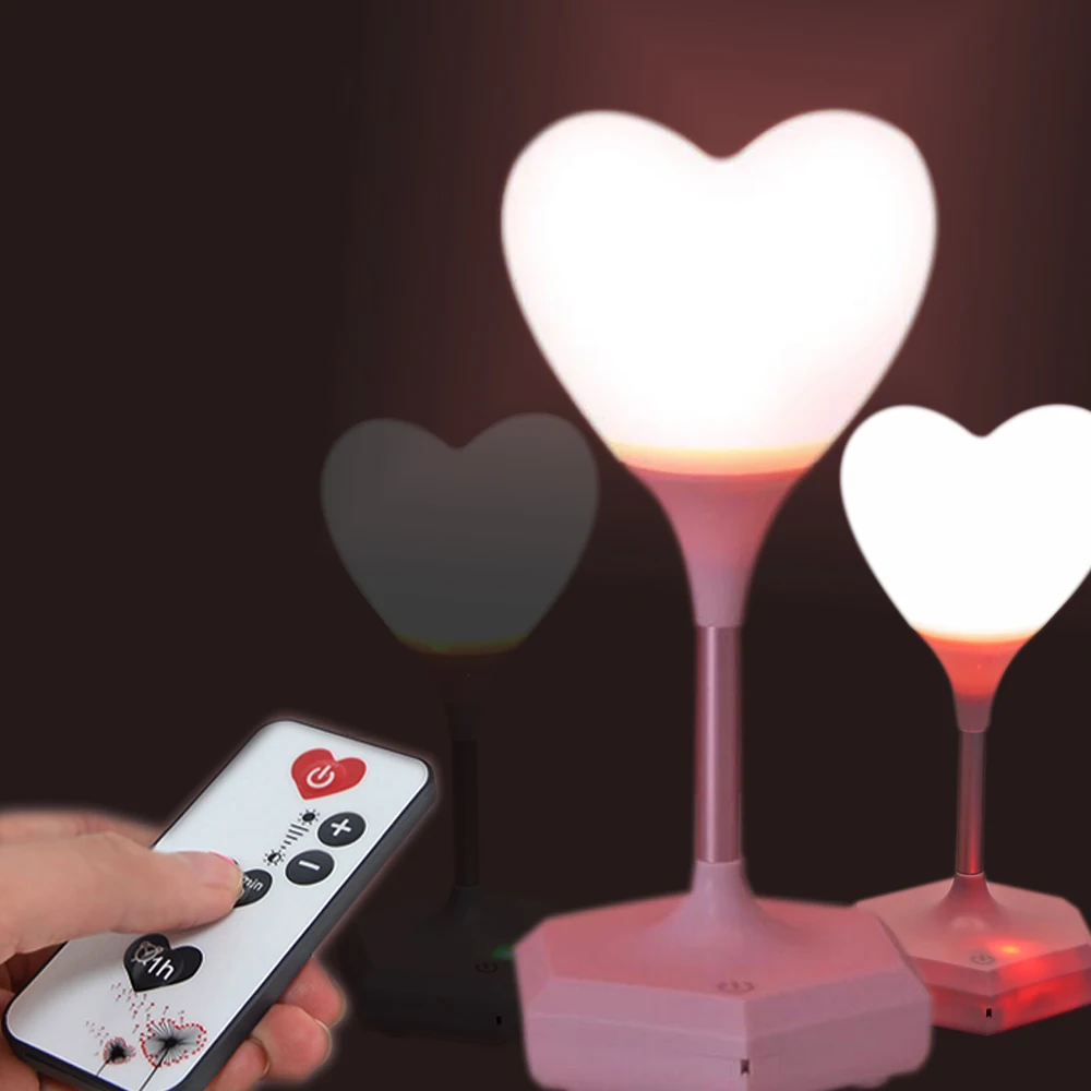 Led Usb Charging Decorative Lamp Night Light Remote Novelty Baby 3D loving Heart Atmosphere Light  Bedside Girl Gift Touch Blub