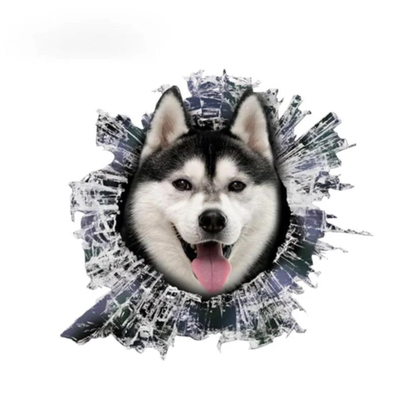 

Car Sticker Decoration Motorcycle Sticker 3D Husky Pet Animal Lovely Window Accessories Glass Slag Sticker Decal 13cm*12cm